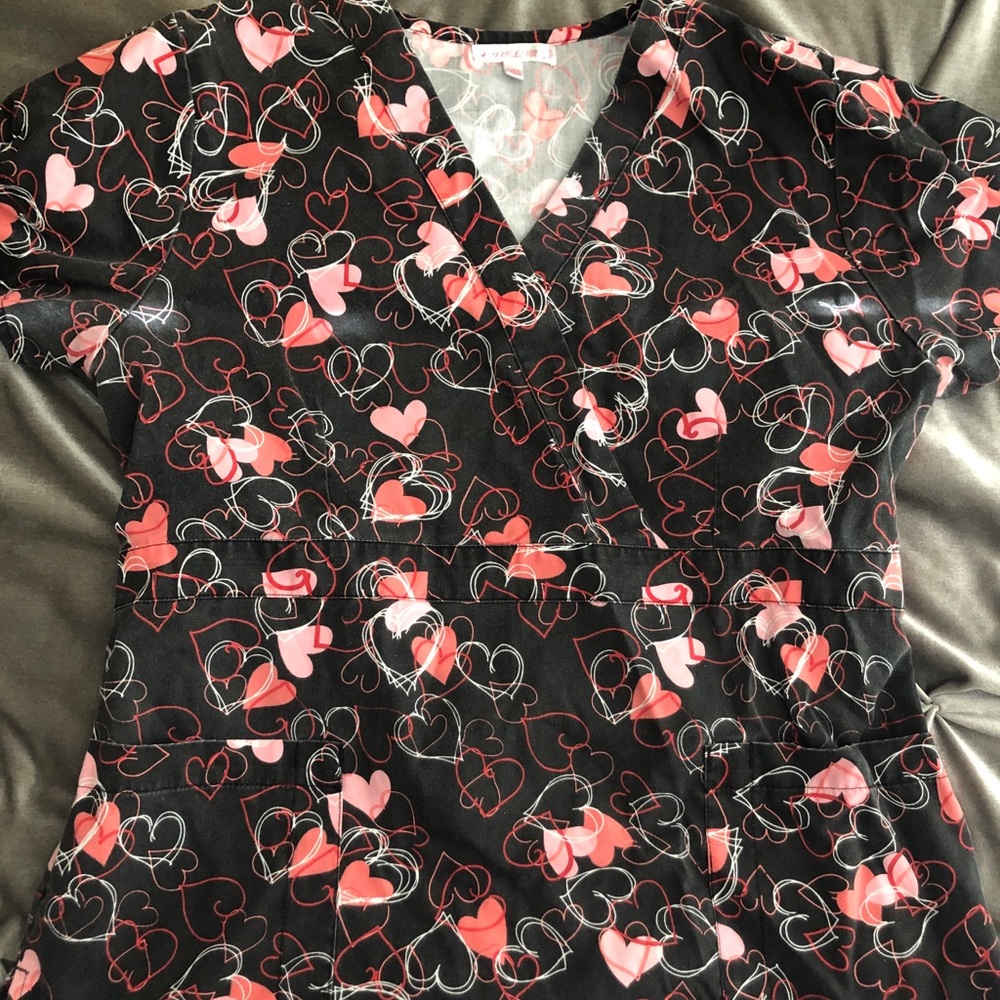 Hearts Scrub Top